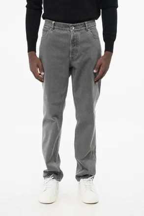 Brunello Cucinelli Slim Fit Cotton Jeans with 16cm Belt Loops Brunello Cucinelli