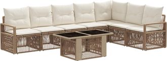 vidaXL Conjunto De Sof&aacute;s De Jard&iacute;n 8 Uds. Beige Y Blanco Crema Vidaxl