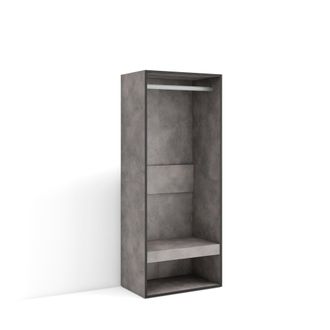 Skraut Home Skraut Home - Vestidor Abierto, Ropa, Zapatos, Complementos, 60x145x35 Cm, Dormitorio, Habitaci&oacute;n, Armario, Perchero, Estilo Moderno, Gris Cemento