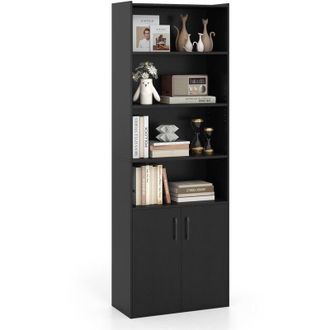 Costway Costway - 178cm Bookcase 6-tier Modern Style Storage Cabinet w/Shelves-Black