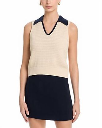 French Connection Mozart Contrast Knit Top In Ecru