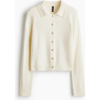 H&M Collared Cardigan in Cream at Nordstrom, Size Xx-Small