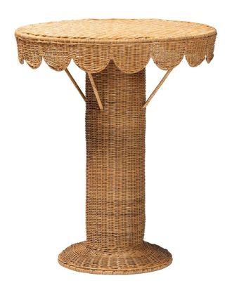 Baxton Studio Pabla Bohemian Rattan Scalloped Accent Table