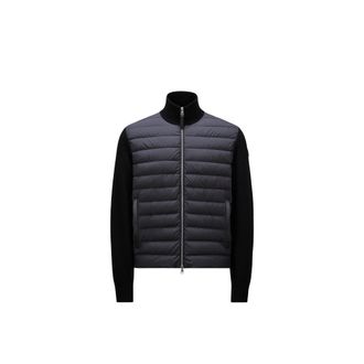 Moncler Moncler Padded Wool & Cashmere Zip-up Cardigan, Men, Black, Size: 3xl