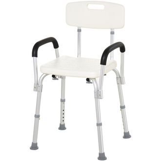 HOMCOM Adjustable Shower Bench with Back and Armrest | TJ Hughes