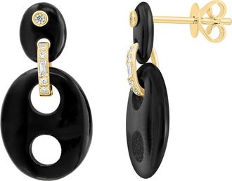 Effy 14K Yellow Gold Diamond & Onyx Drop Earrings in Black at Nordstrom Rack