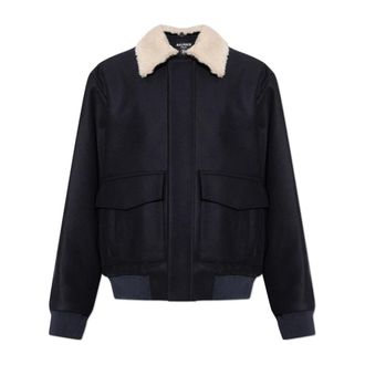 Balmain Wollen Jas Met Afneembare Kraag - Heren - Bomber jackets - Blauw - 2XL - Wol - Jassen