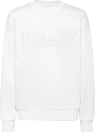 Philipp Plein Round Neck LS Sweatshirt - Heren - Sweatshirts - Wit - S - Katoen - Hoodies & sweatvesten