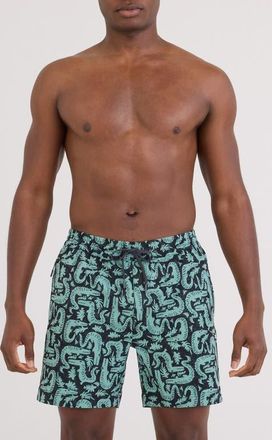 Saxx Sea to Shore 2N1 6-Inch Volley Swim Trunks in Croc Rock-Ebony at Nordstrom, Size Xx-Large