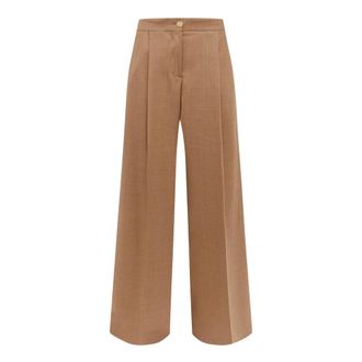 Laneus Cammello 178 Wijde Broek - Dames - Broeken - Beige - Maat: S Katoen