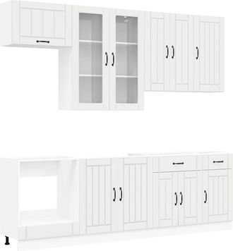 vidaXL Unidad De Cocina Lucca 8 Uds. Blanco Brillante Vidaxl