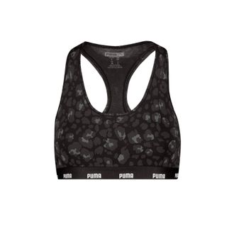 Puma Crop-Top PUMA WOMEN PRINTED RACER BACK TOP, Damen, Gr. XS, schwarz (schwarz combo), Single Jersey, Obermaterial: 95% Baumwolle, 5% Elasthan, k&ouml;rpernah