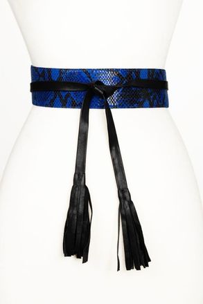 Raina Wrap Leather Belt in Blue at Nordstrom, Size Medium