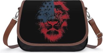 Generic Lion U.S. Flag Small Womens Crossbody Bags Shoulder Handbag with Adjustable Strap for Travel