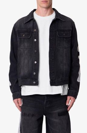 mnml Skeleton Denim Trucker Jacket in Washed Black at Nordstrom, Size X-Large
