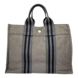 Herm&egrave;s Pre-owned Tote Bags, female, Gray, Size: ONE SIZE Pre-owned Cotton Tote Bag
