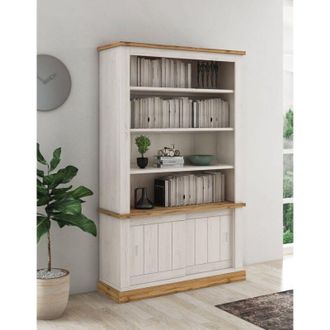 Dmora Estanter&iacute;a Evandro, Biblioteca 3 Estantes, 2 Puertas, Instalaci&oacute;n En Suelo, 122x40x203h Cm Blanco