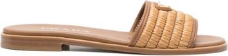 Prada Sliders, female, Beige, Size: 10 US Straw Flat Sandals