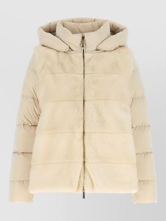 Moorer cashmere shearling panel quilted down jacket
