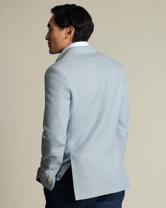 CHARLES TYRWHITT Linen Cotton Jacket - Ice Blue Size 48R by Charles Tyrwhitt