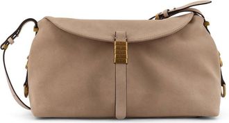 Pinko Suede Crossbody Bag With Metal Detail With Engraved Logo