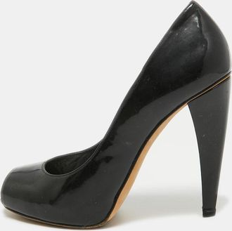 Stuart Weitzman Black Patent Platform Round Toe Pumps