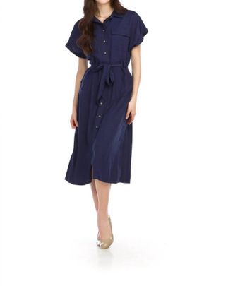 Papillon Callie Mid-Length Utility Shirtdress In Navy