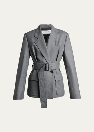 Lanvin Belted Wool Flannel Jacket