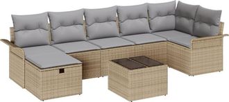 vidaXL Garden Sofa Set Manual 8 pcs Beige and Light Grey Poly Rattan vidaXL
