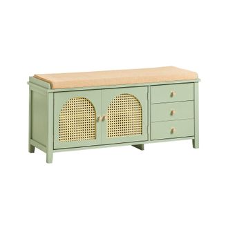 SoBuy Banco Zapatero Con 2 Puertas Y 3 Cajones Armario Multifuncional Para Entrada Con Coj&iacute;n 100 X 34 X 46 Cm Verde Fsr129-gr Sobuy Es