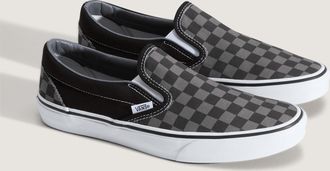Vans Slip-On Sneaker VANS UA Classic Slip-On, Herren, Gr. 38,5, schwarz, pewter checkerboard, Textil, Schuhe Slip-On Sneaker, aus textilem Canvas-Material
