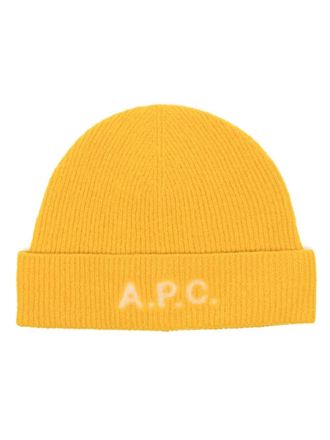 A.P.C. logo-print beanie - Yellow