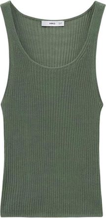 Mango Chunky Rib Sweater Tank in Green at Nordstrom, Size Small
