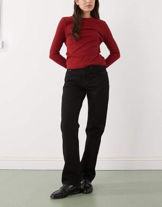 Weekday Laika - Jeans dritti a vita medio alta nero rinse wash