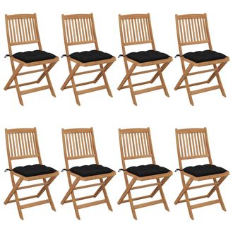 vidaXL Vidaxl - Sillas De Jard&iacute;n Plegables 8 Uds Y Cojines Madera Maciza Acacia