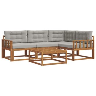 vidaXL Conjunto De Sof&aacute;s De Exterior 5 Pcs Gris Natural Y Claro Vidaxl