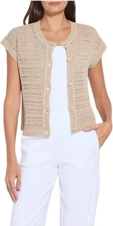 Lyss&eacute; Womens Brisa Mesh Sleeveless Cardigan In Linen