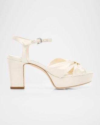 Jimmy Choo London 80mm Heloise Satin Platform Sandals