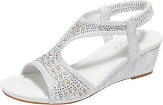 Generic Elegant Women Roman Sandals with Comfortable Heel Design for Summer Fashion Footwear (White, 4.5)