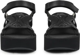 Celine Womens Leather Sandals Sunny Black Calf