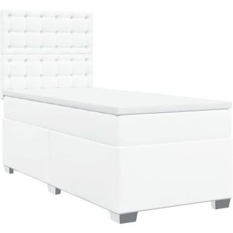 vidaXL Vidaxl - Cama Box Spring Con Colch&oacute;n Cuero Sint&eacute;tico Blanco 90x190 Cm