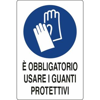 AMA Cartello segnaletica obbligatori guanti protettivi 30x20