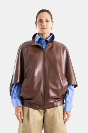 Balenciaga Womens Cocoon Jacket Brown Leather