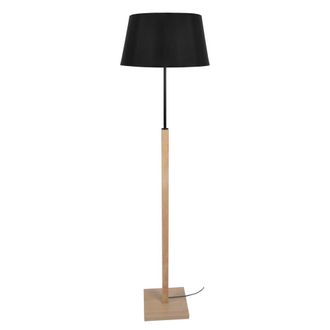 Tosel Lamp&aacute;ra de pie madera,metal Alt.155cm natural ;Pantalla: negro