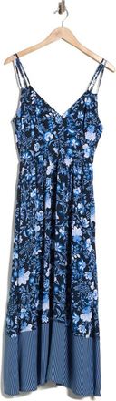 Ellen Tracy Floral Strappy Challis Midi Dress in Navy Cottage Floral at Nordstrom Rack, Size X-Large