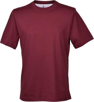 Brunello Cucinelli Red Silk Blend Crew Neck T-Shirt, Size X-Small