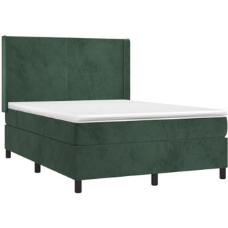 vidaXL Cama Box Spring Con Colch&oacute;n Terciopelo Verde Oscuro 140x200 Cm Vidaxl