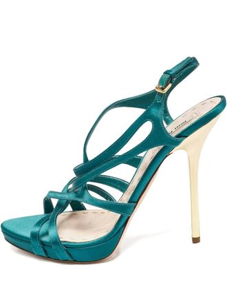 Miu Miu 110mm crisscross satin sandals - Green