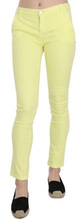 Pinko Yellow Cotton Stretch Low Waist Skinny Casual Trouser Womens Pants