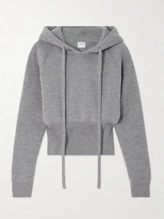 Patou Maglia In Misto Lana Merino Con Cappuccio E Applicazione - Grigio